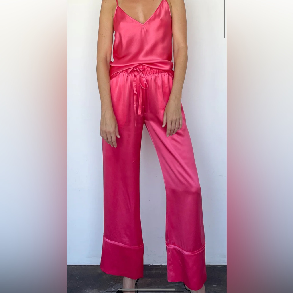 Lee Mathews Stella Satin Pant Size 2 In Red
